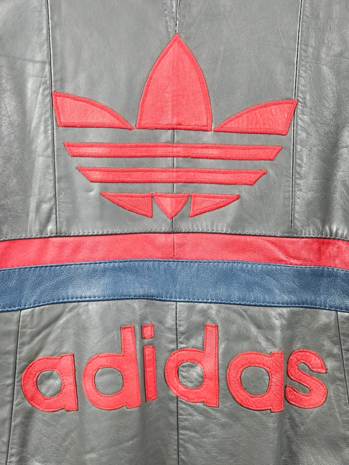 80's 아디다스 빈티지 파이어버드 레더 봄버 자켓 (M추정)/11365 상품이미지10