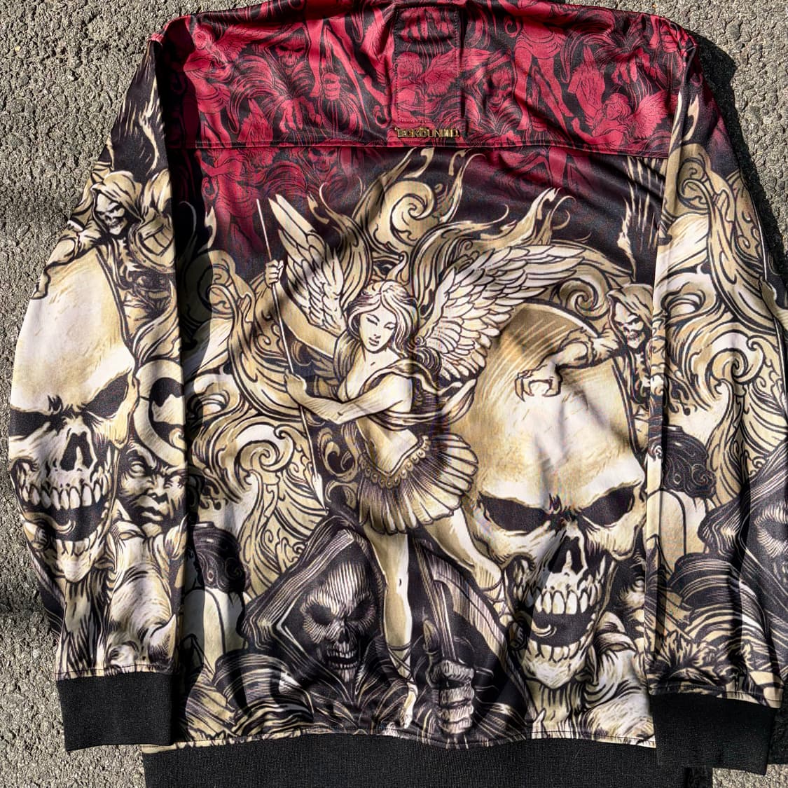 00s 에코 언리미티드 펑크 올드스쿨 해골 프린팅 오버핏 트랙탑 져지 L 상품이미지5