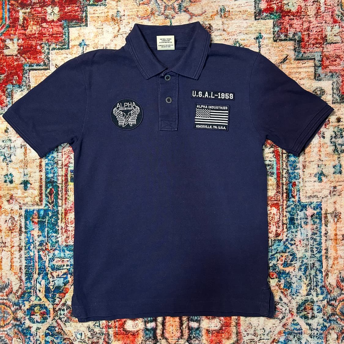 [M] 알파인더스트리 성조기 패치 카라 반팔 상품이미지1