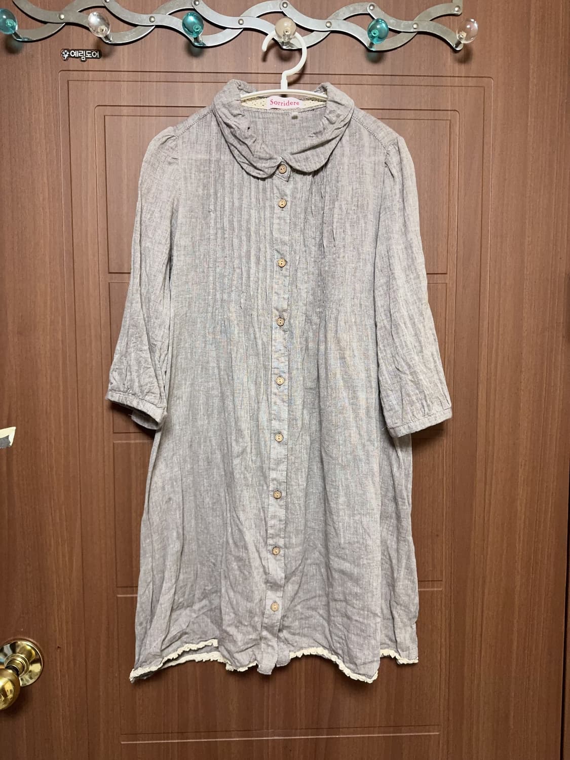 모리걸 하구미 일본 빈티지 레이스 그레이 둥근카라 홍콩 블라우스 원피스 상품이미지1