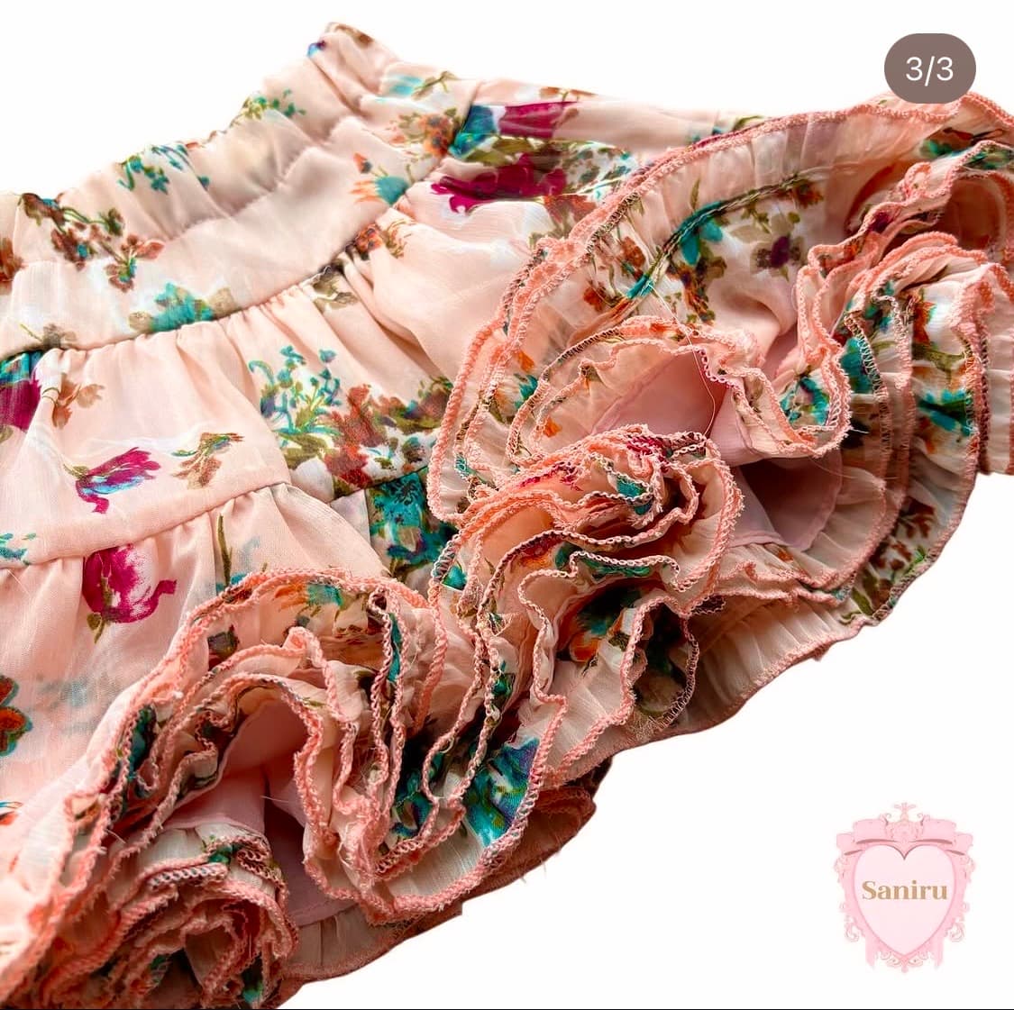 일브 피치코랄 플라워플로럴 튜튜 캉캉 스커트 큐롯 페어리오리엔탈갸루빈티지 상품이미지2