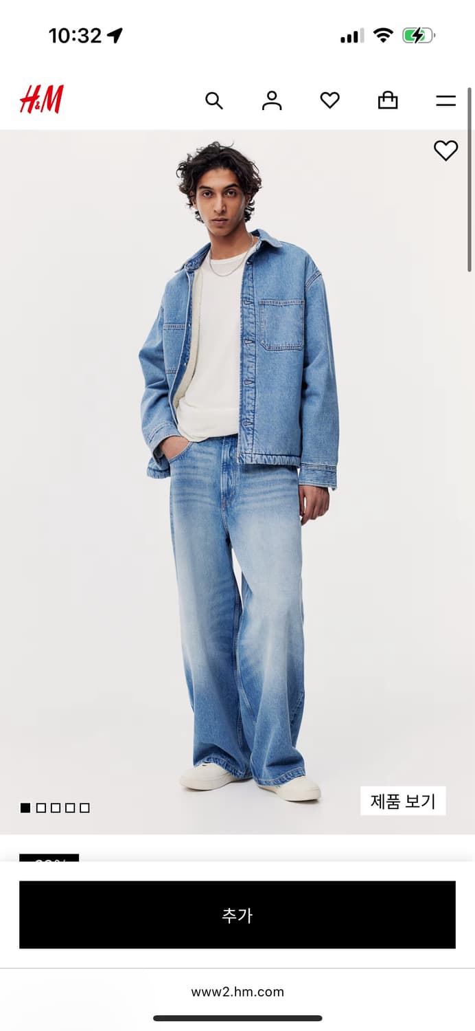 h&m 흐앤므 슈퍼배기진 데님팬츠 청바지 데님 블루 28 상품이미지1