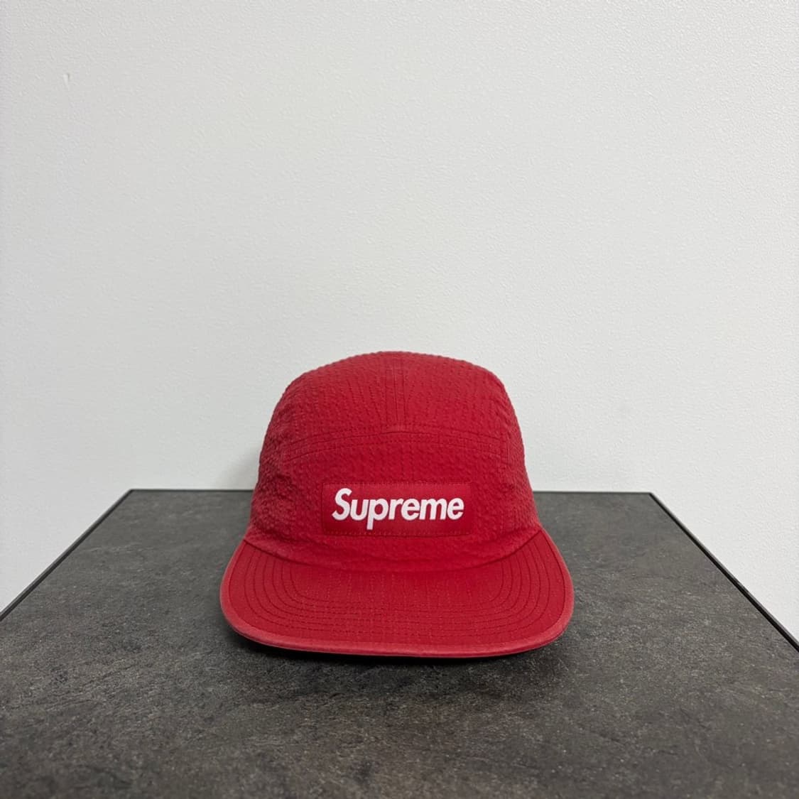 (OS) 슈프림 박스로고 캠프캡 모자 시어서커 워시드 레드 상품이미지1