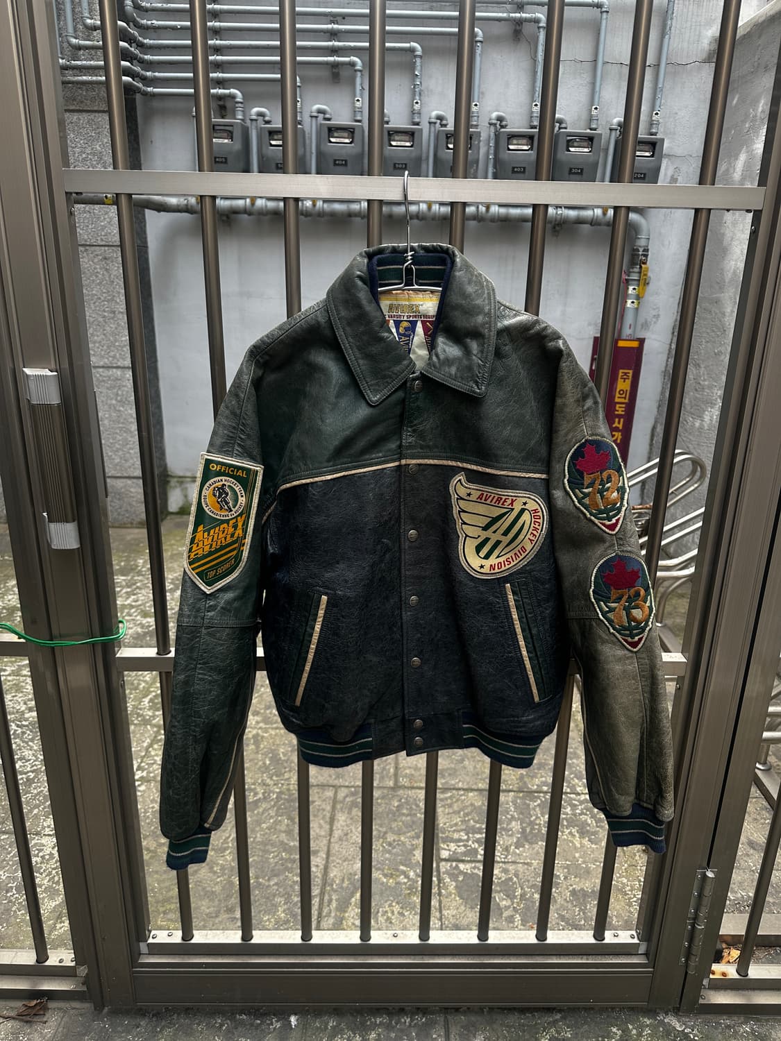 90s 아비렉스 avirex 캐나디언디비전 하키팀 레더 바시티 자켓 상품이미지1