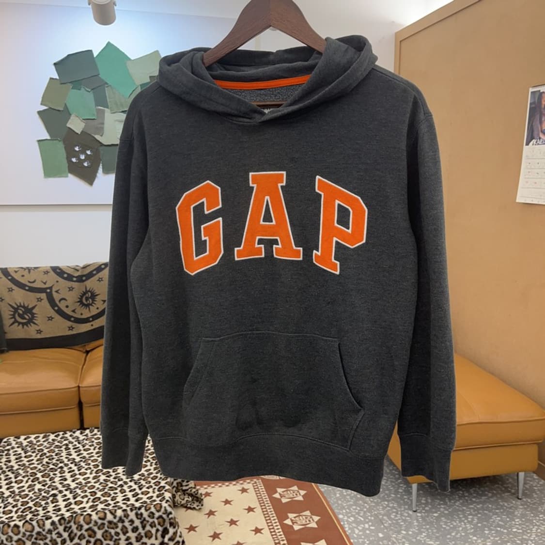 갭 올드스쿨 레트로 Y2K 오렌지 약기모 후드티 XXL C09433 상품이미지3
