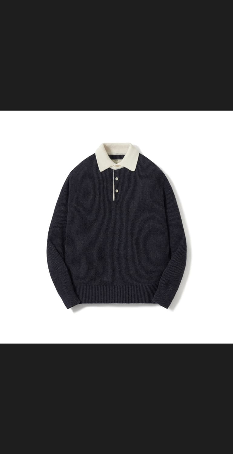 포터리 울 실크 럭비니트 네이비 1사이즈 상품이미지1