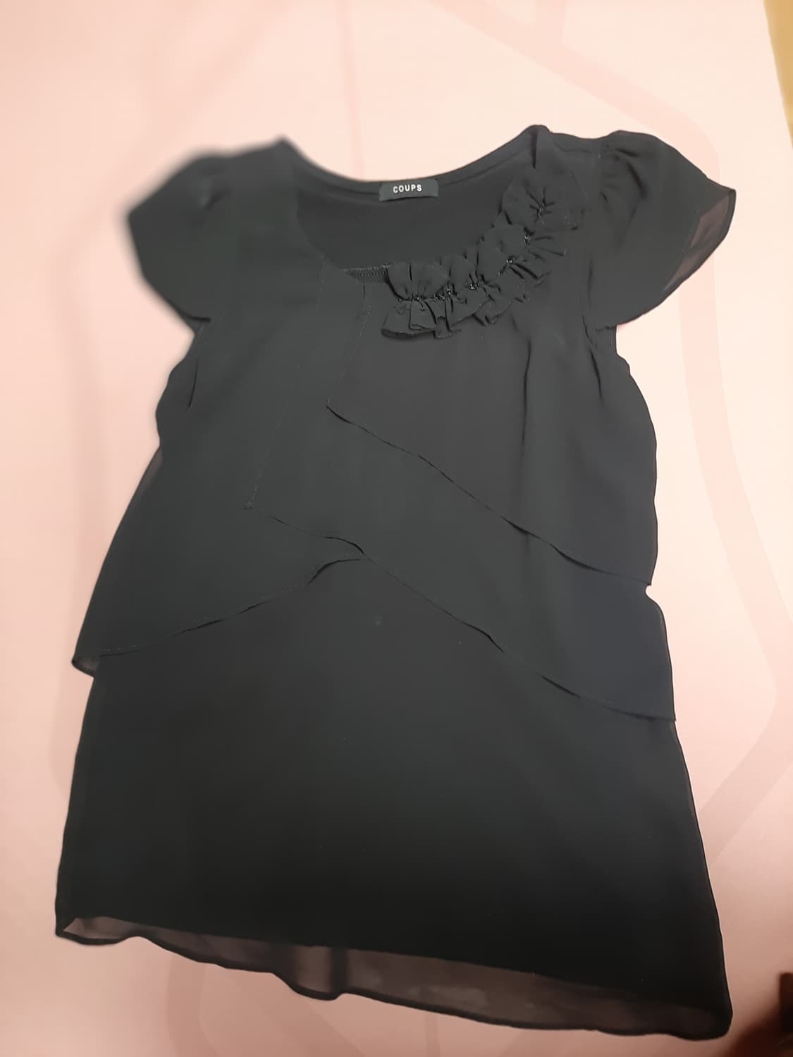 하늘하늘한 플리츠 정장 쉬폰 반팔 블라우스 상품이미지2