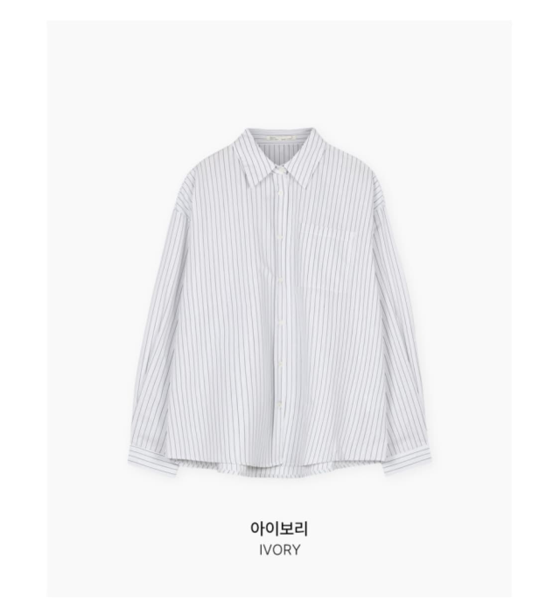 베이델리 오아 스트라이프 레터링 오버핏 셔츠 아이보리 상품이미지3