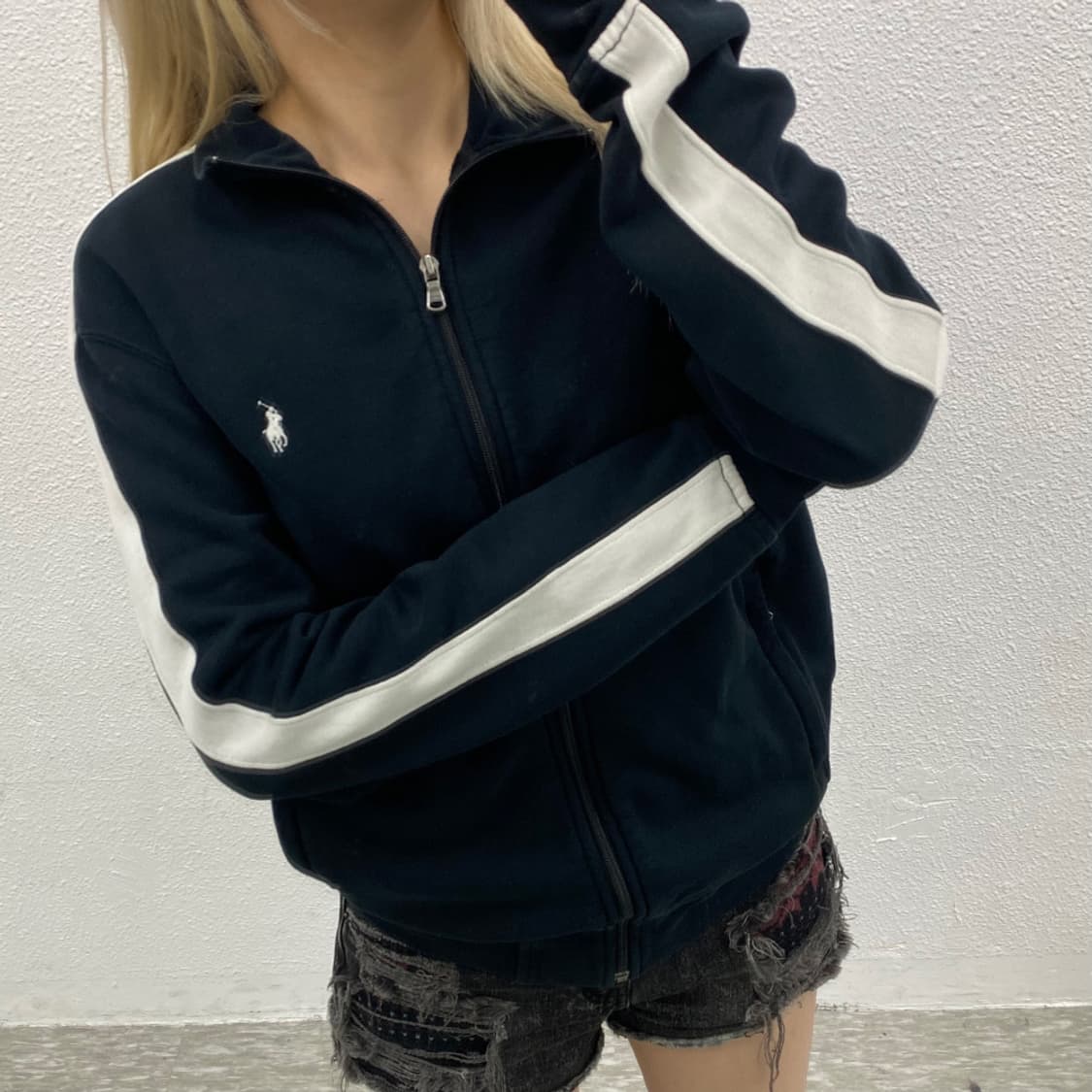 폴로 랄프로렌 화이트포니 블랙코튼 집업 M 상품이미지1