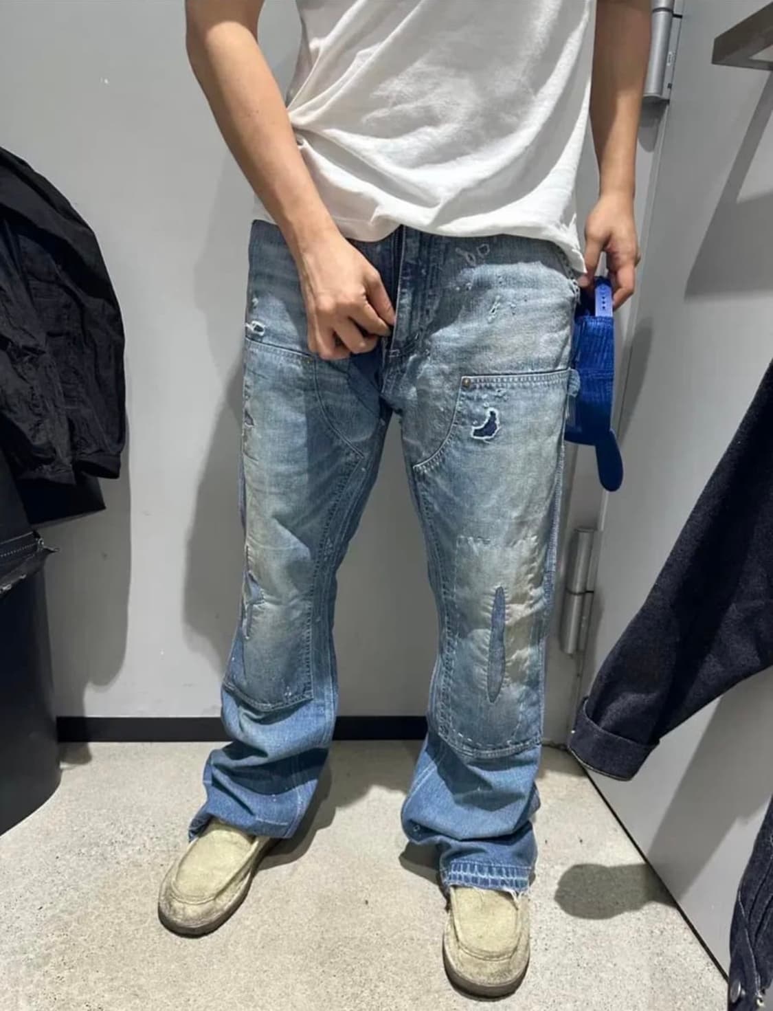 [L] 세인트미카엘 빈티지 더블니 플레어 데님 상품이미지4