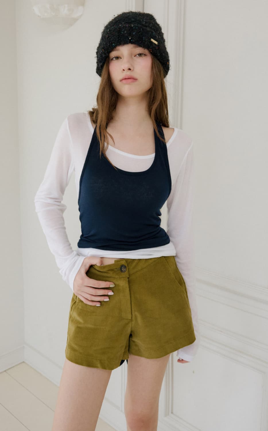 레터프롬문 베를린 코듀로이 쇼츠 올리브 색상 상품이미지1