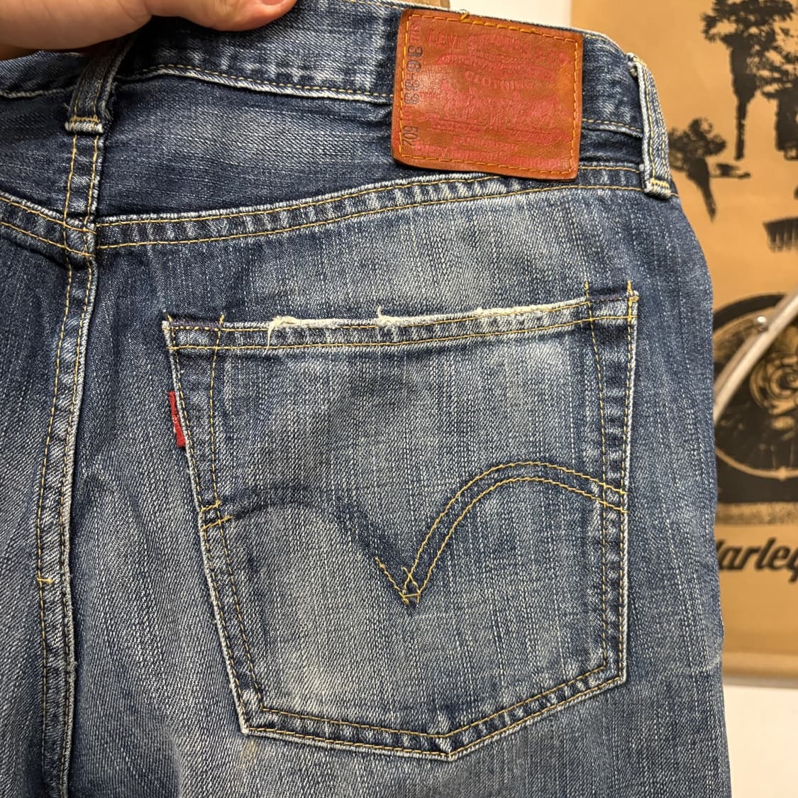 00s 리바이스502 빈티지워싱 캣브러쉬 가죽탭 스트레이트 데님팬츠N81 상품이미지8