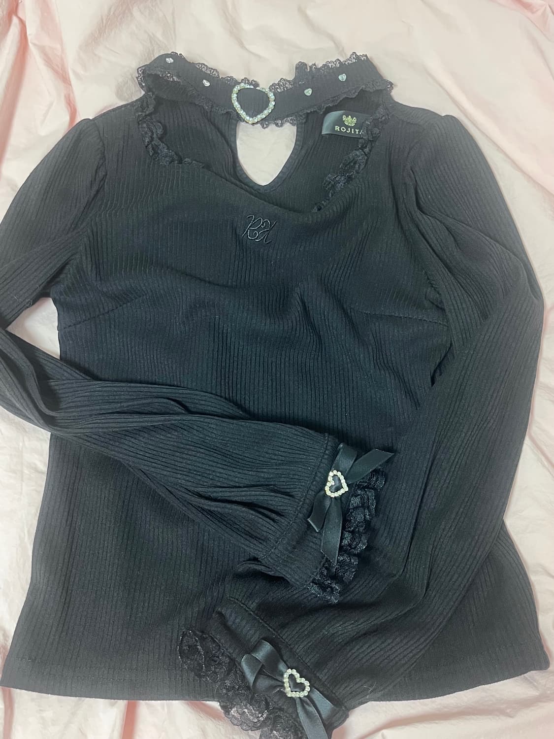 로지타 하트 버클 쵸커 테레코 톱스 니트 블라우스 양산형 지뢰계 일브 상품이미지2