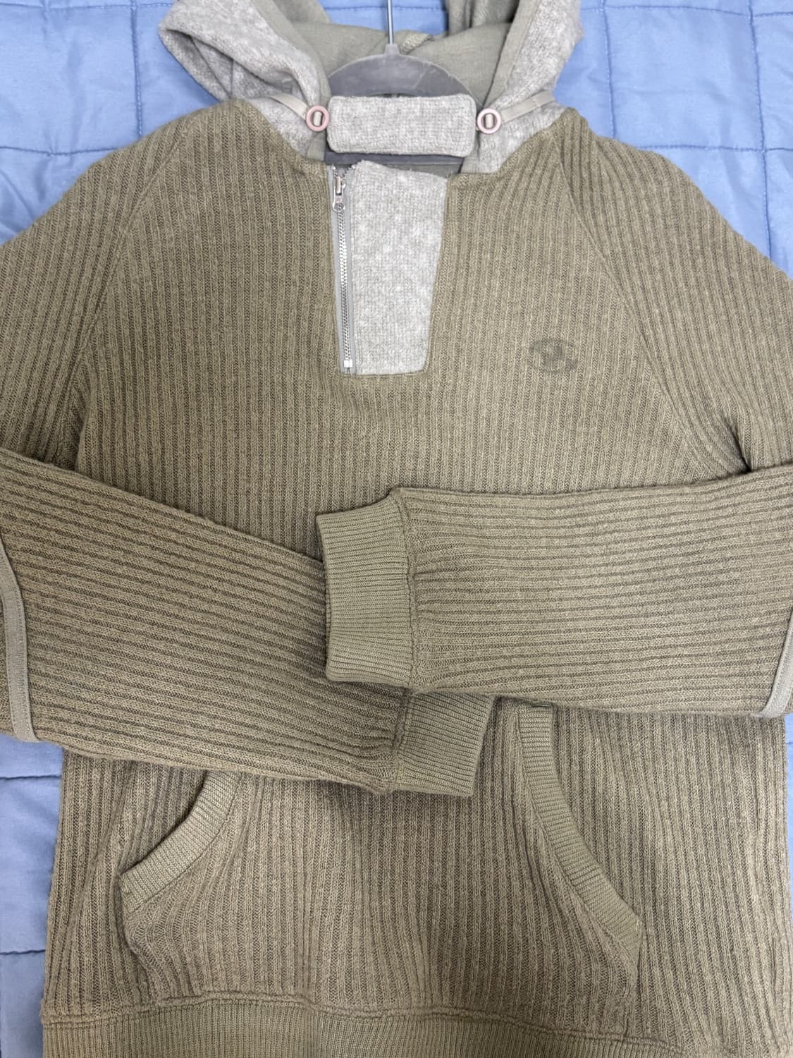 산산기어 리브드 후디 니트 1사이즈 카키 상품이미지2