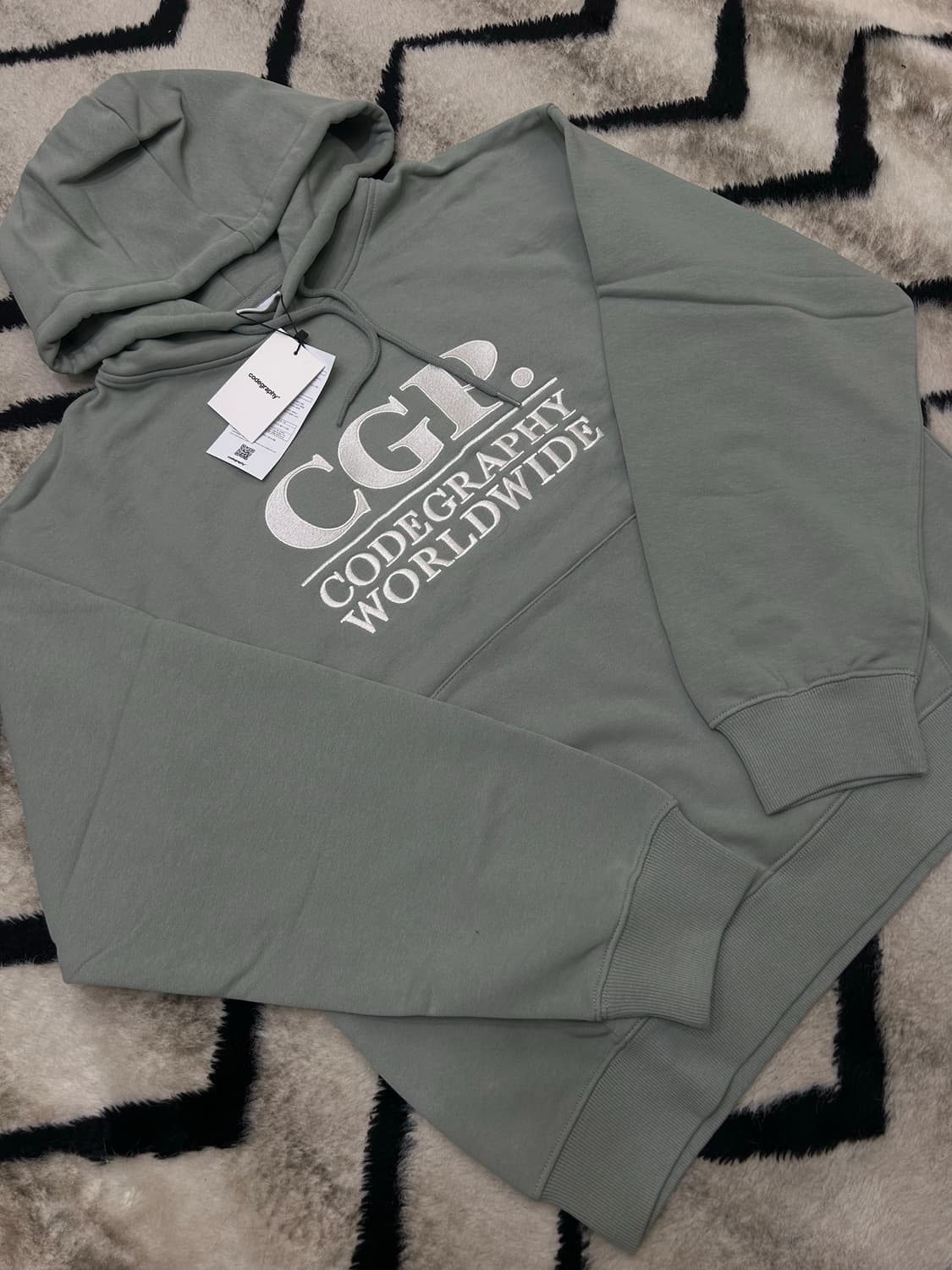 [M]코드그라피 오버핏 로고 후드/라이트카키 상품이미지2