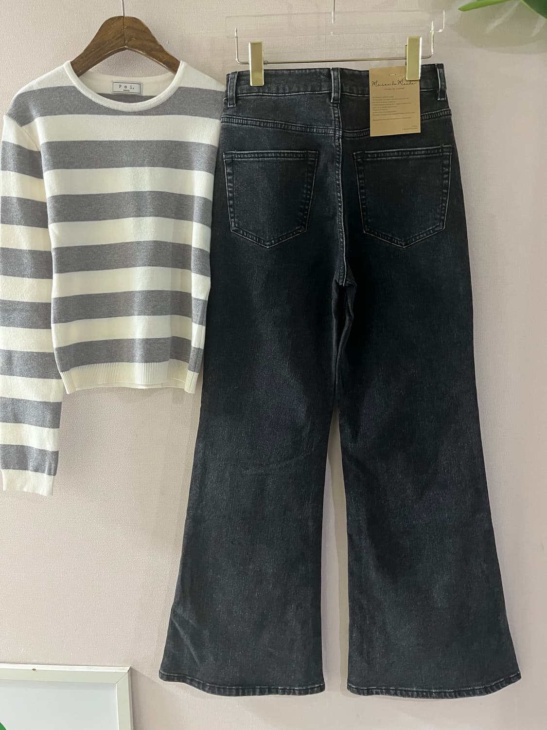 흑청세미부츠컷와이드기모데님(S) 상품이미지6