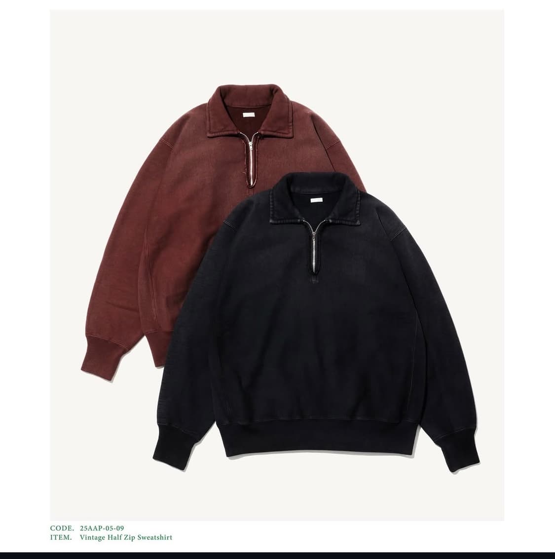 [4사이즈] 아프레쎄 빈티지 하프 집 스웨트셔츠 블랙 상품이미지2