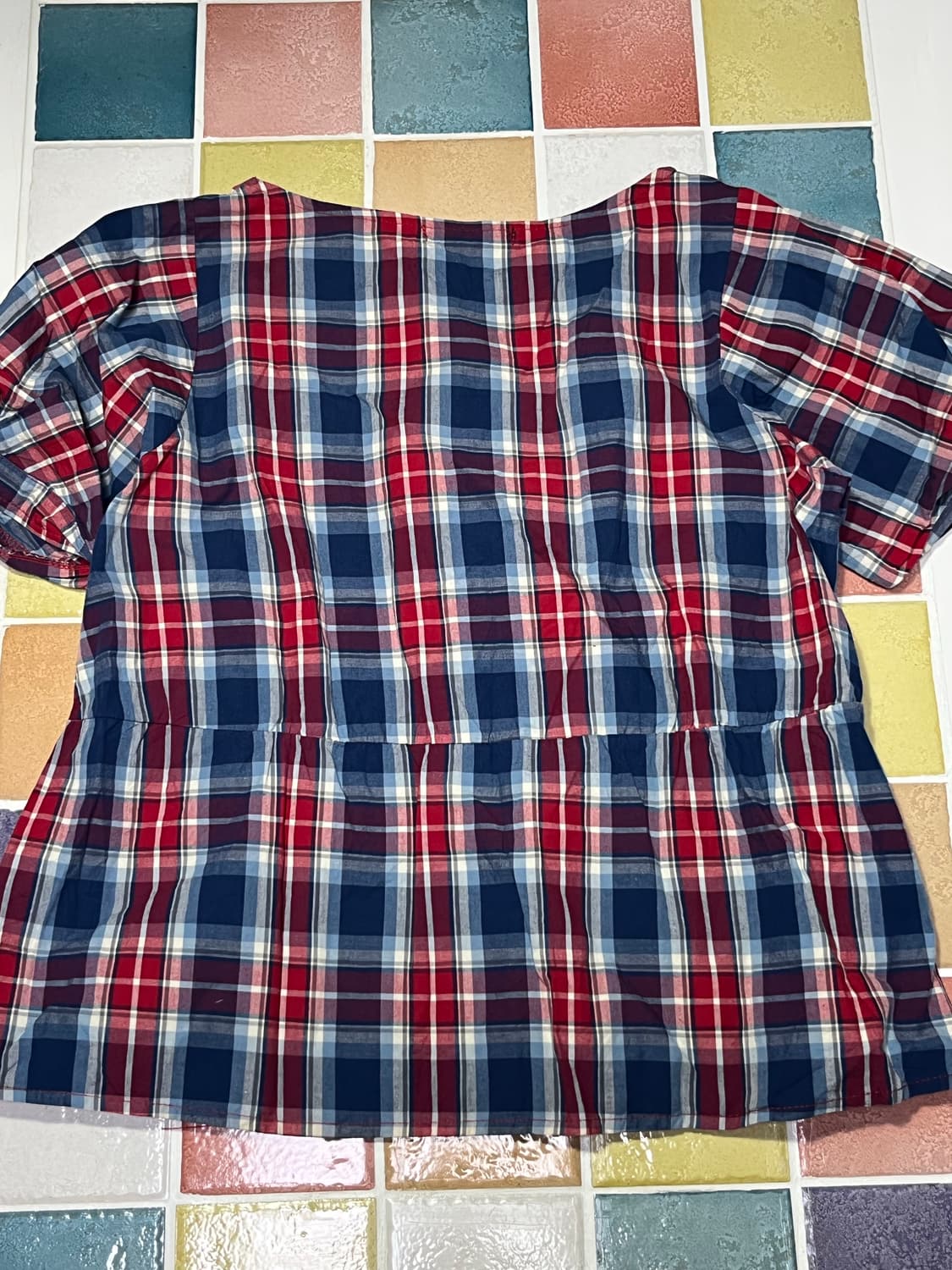 Chocol Raffine Robe 레드 블루 체크 블라우스 상품이미지6