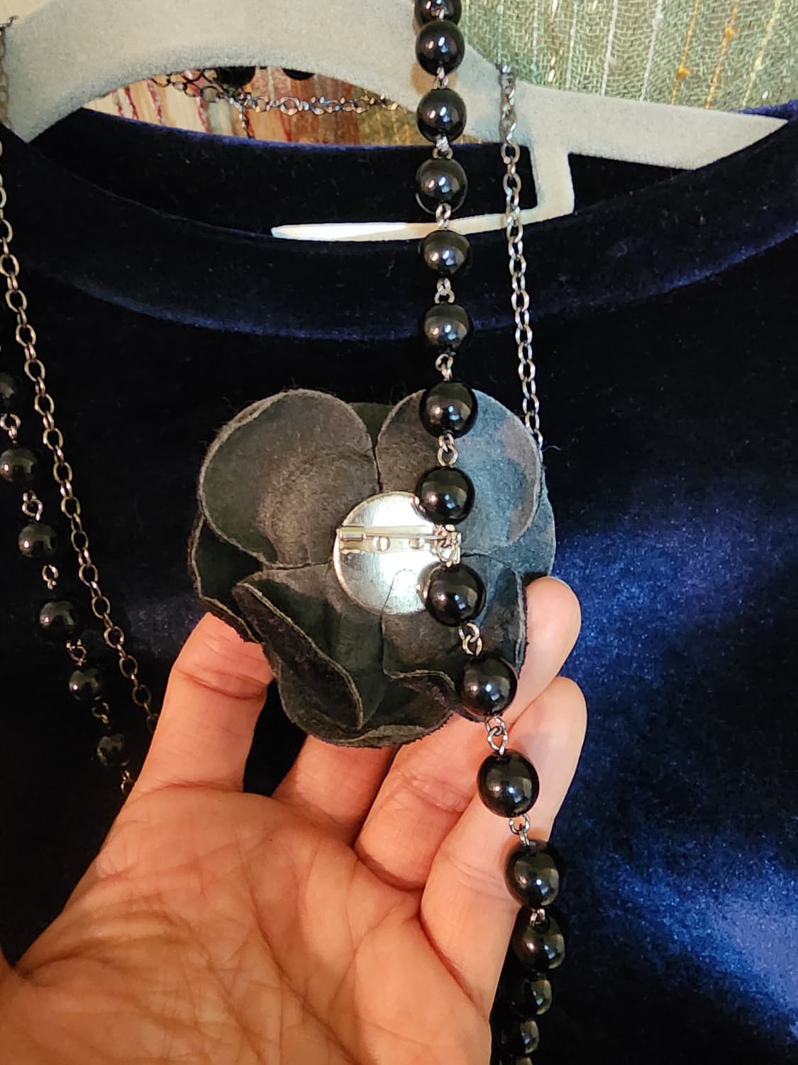 3줄 코사지 진주 롱 목걸이 상품이미지7