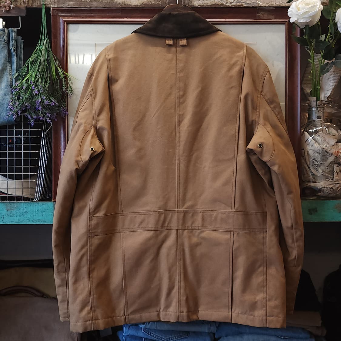 90s 폴로 헌팅자켓 랄프로렌 하드 캔버스 레더 왁스자켓 L 상품이미지3