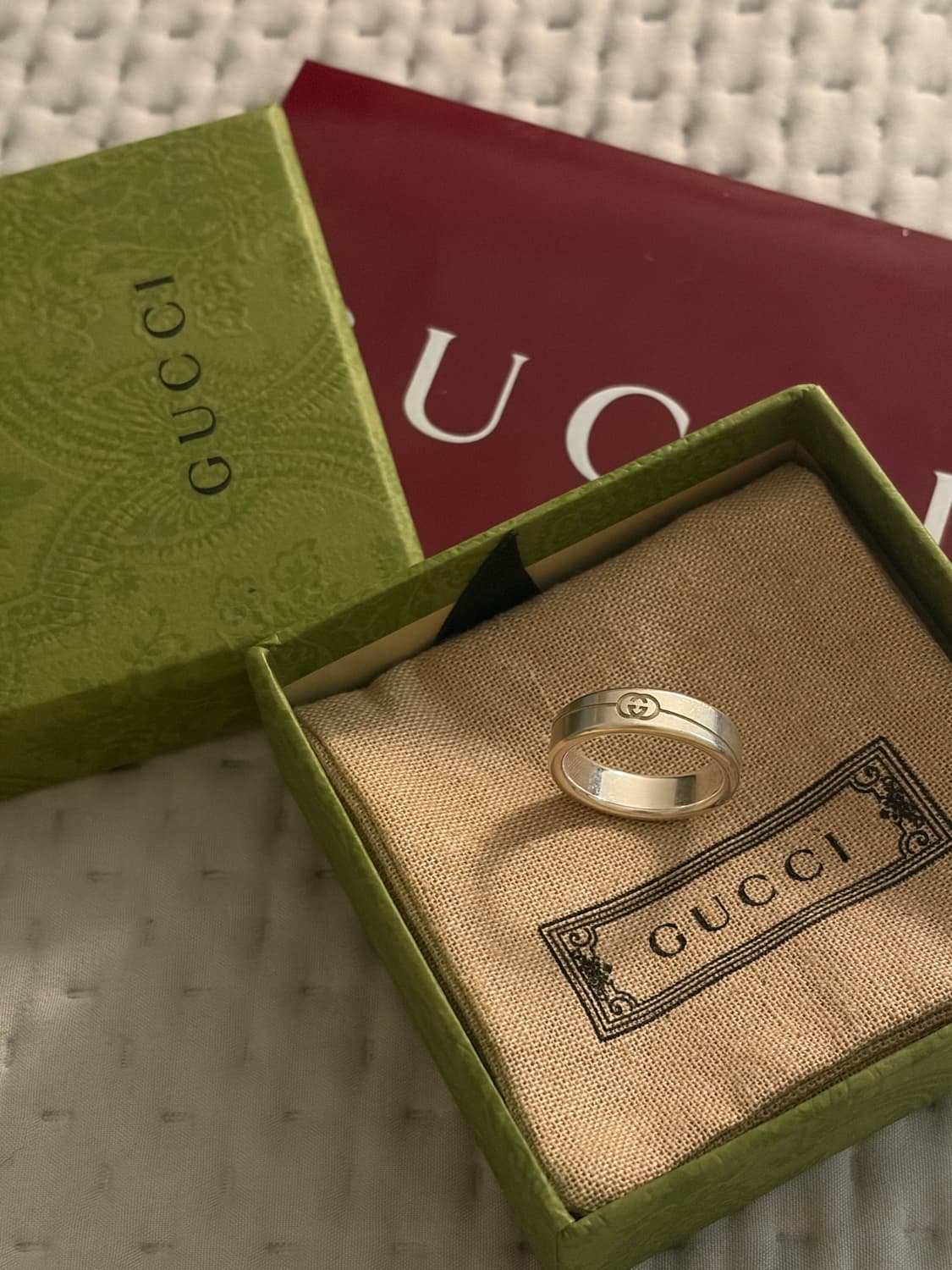 구찌 다이애그널 인터로킹 G링 실버 19호 상품이미지1