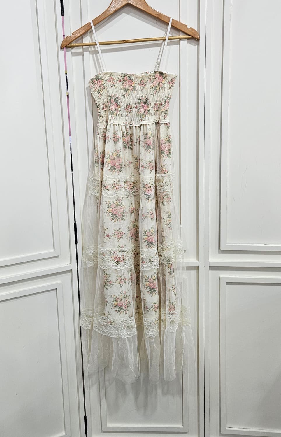 로즈 레이스 튤 레이어 롱원피스 상품이미지1