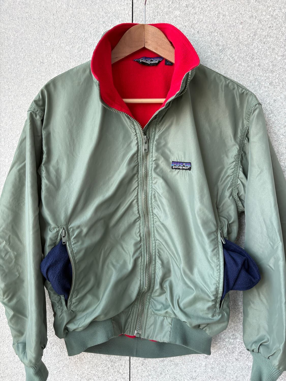 80's빈티지 파타고니아 신칠라 쉘드 봄버 자켓 올리브/레드 상품이미지3
