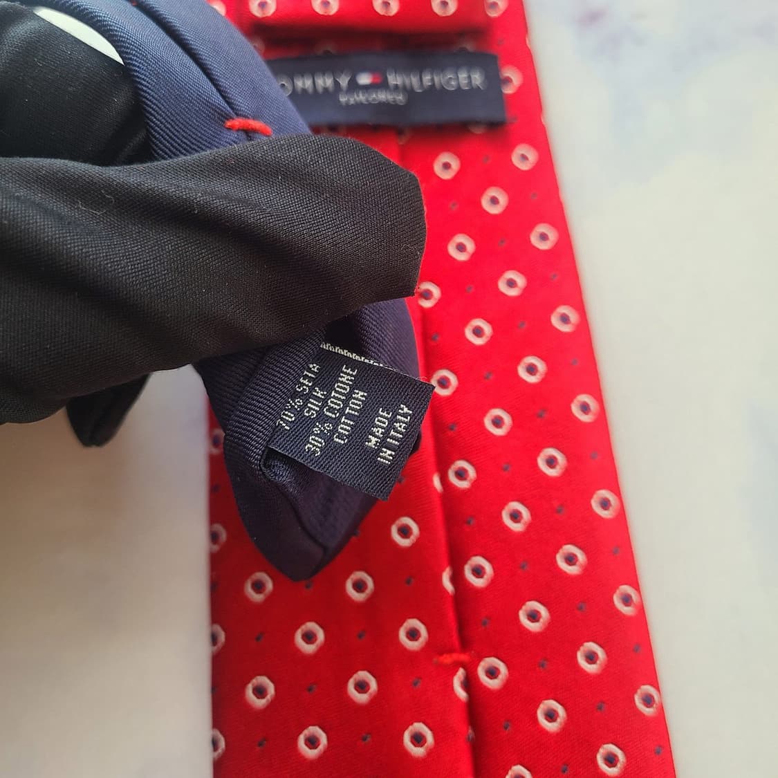 타미힐피거 실크 레드 패턴 넥타이 7.8cm S~A+등급 G2
 상품이미지10
