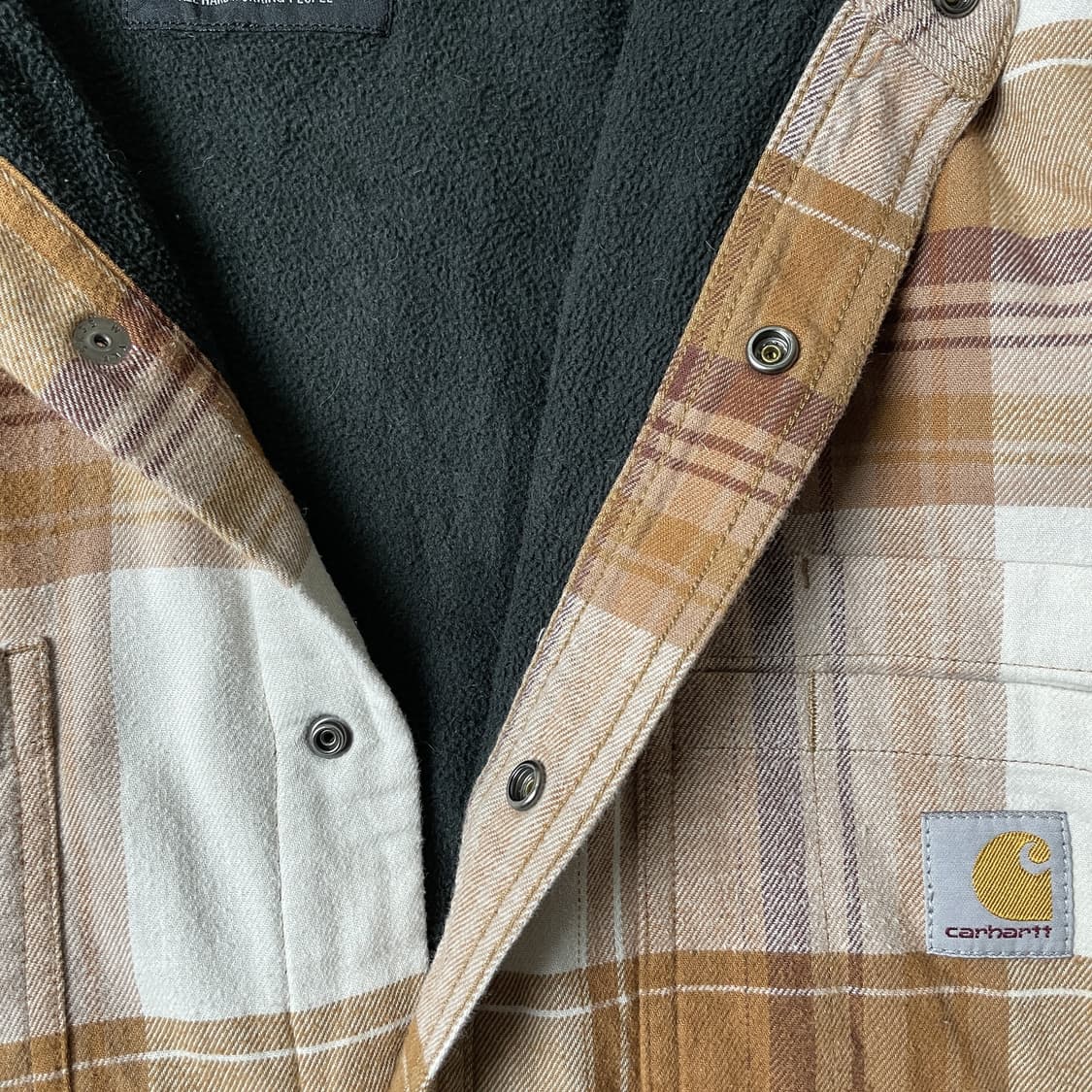 CARHARTT 칼하트 빈티지 브라운 체크패턴 후드 코튼자켓 상품이미지4