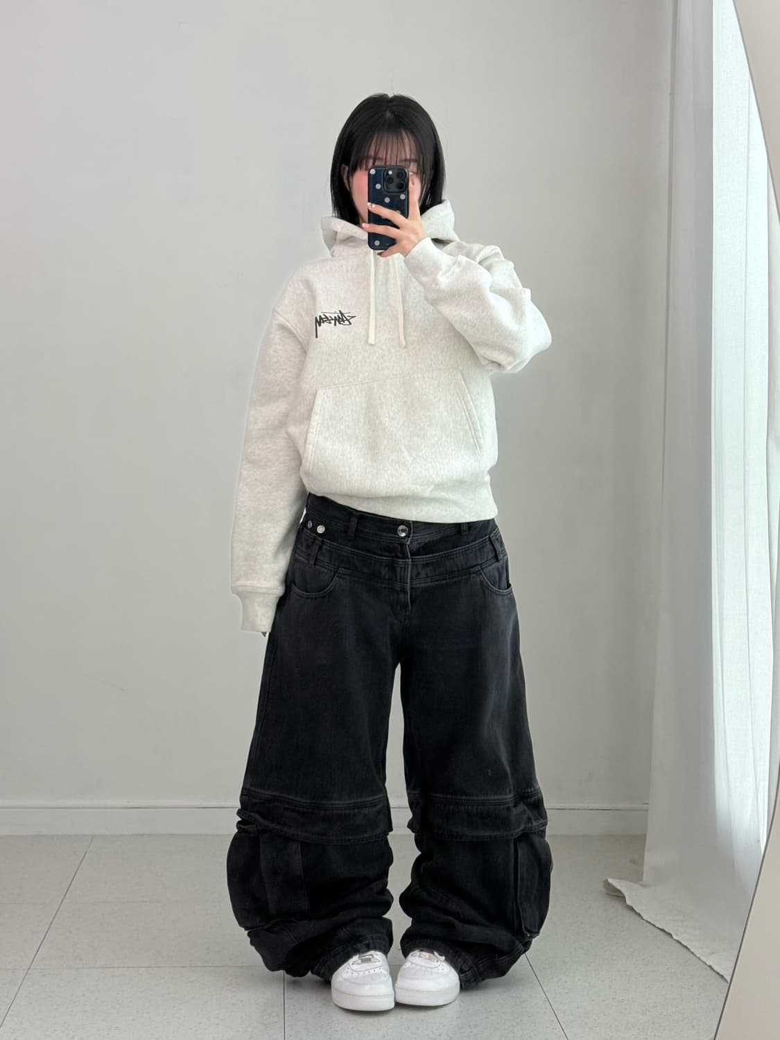 BLR x POG 커브드 라인 흑청 팬츠 상품이미지5