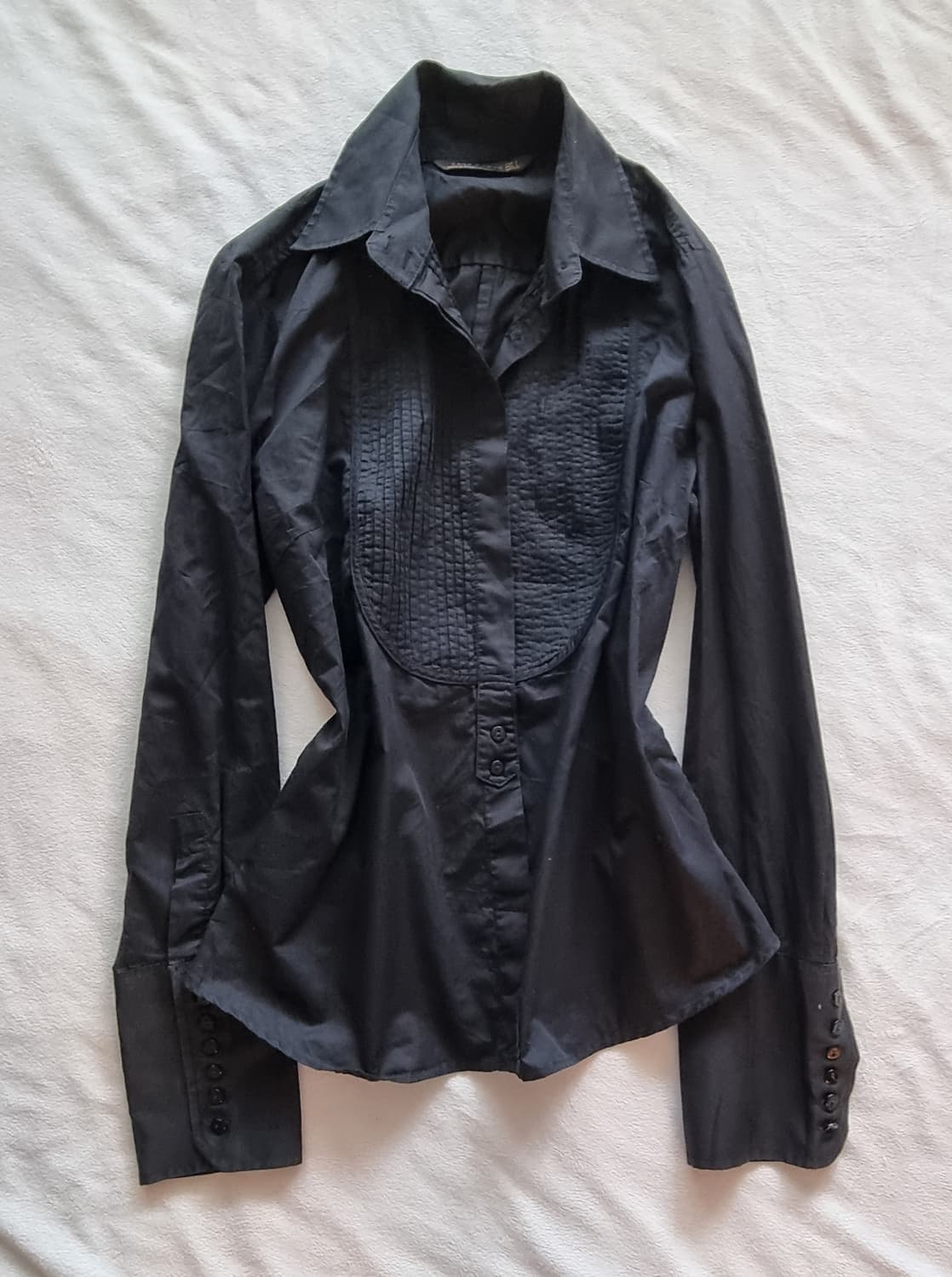 빈티지 공겜여주 긱시크 갸루 블랙 긴 소매 단추 셔츠 상품이미지1