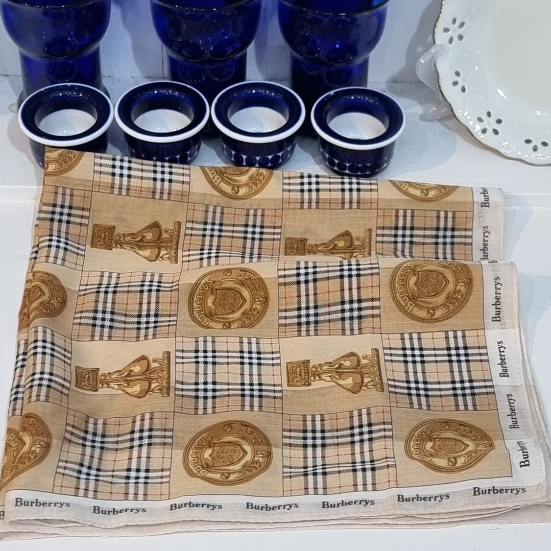 버버리(Burberrys) 빈티지 체크 면 손수건/쁘띠 스카프 상품이미지4
