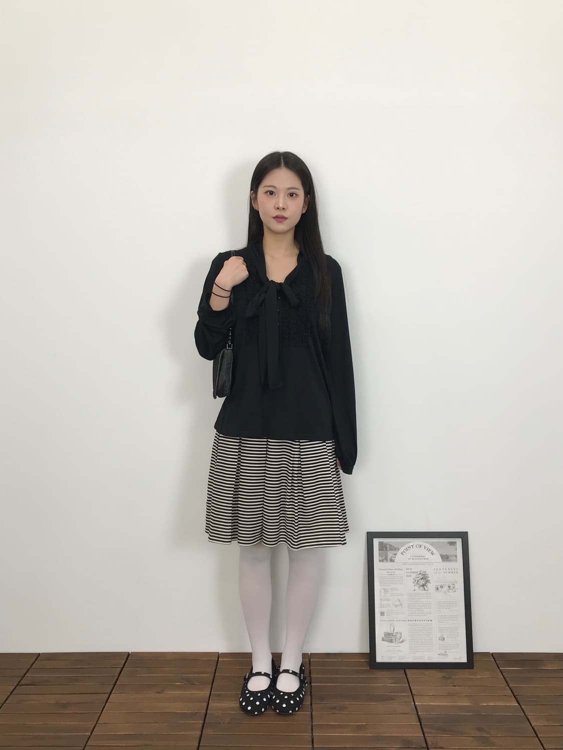 Jpn Black Long Sleeve Ribbon Top 상품이미지1