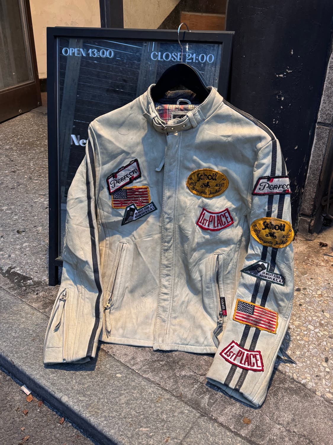 Schott 쇼트 패치 모터사이클 카우하이드 가죽자켓  상품이미지2