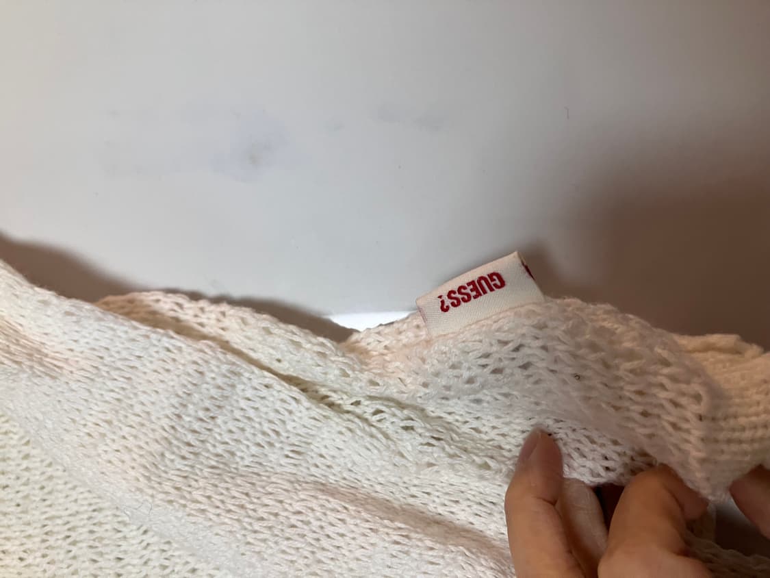 guess Y2K 오프숄더 메쉬 화이트 니트 스웨터 갸루 딱붙핏 상품이미지2