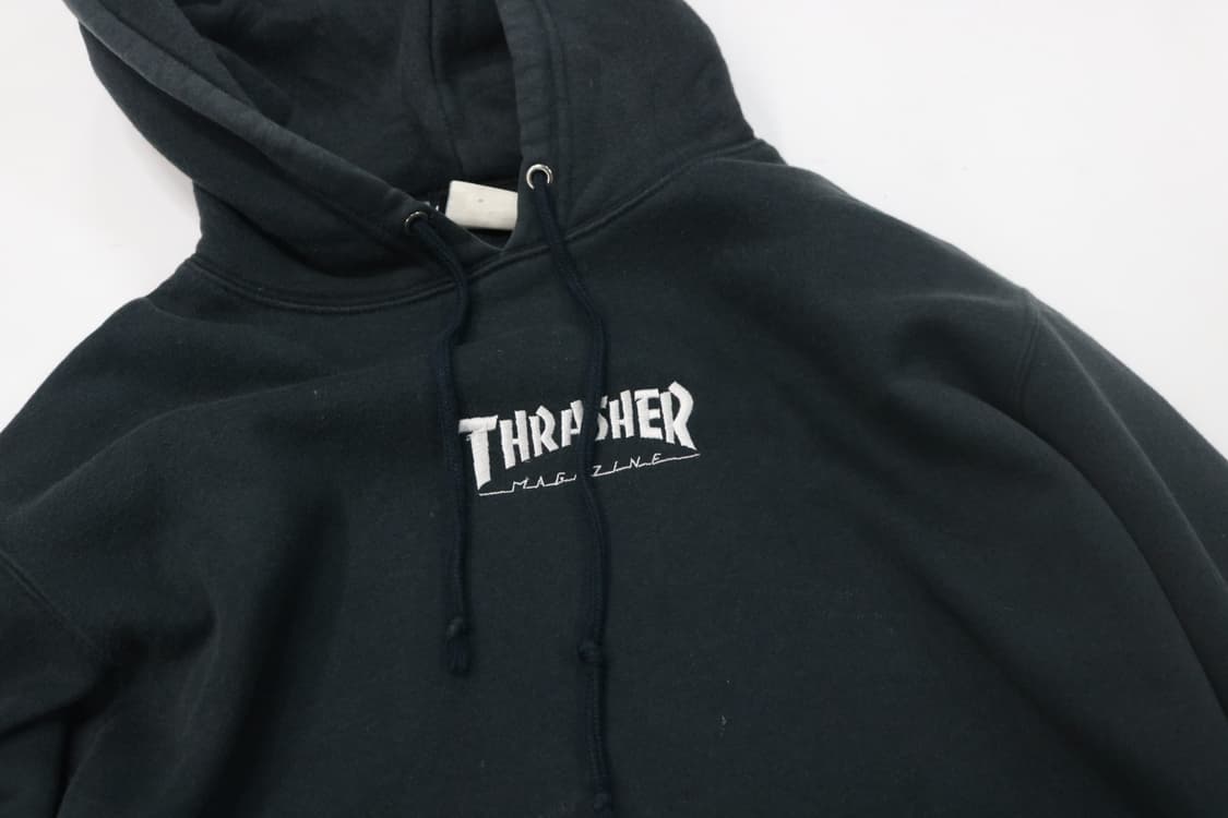 THRASHER 트래셔 빈티지 로고 자수 블랙 후드티 L 상품이미지4