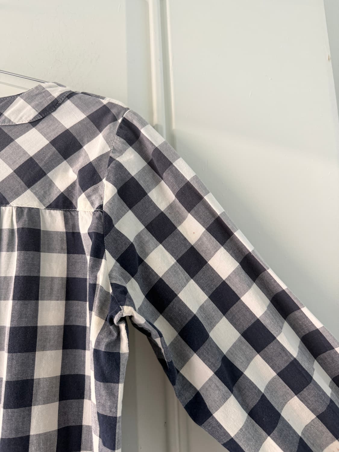 일본빈티지 네이비 체크 레이스 블라우스 상품이미지10