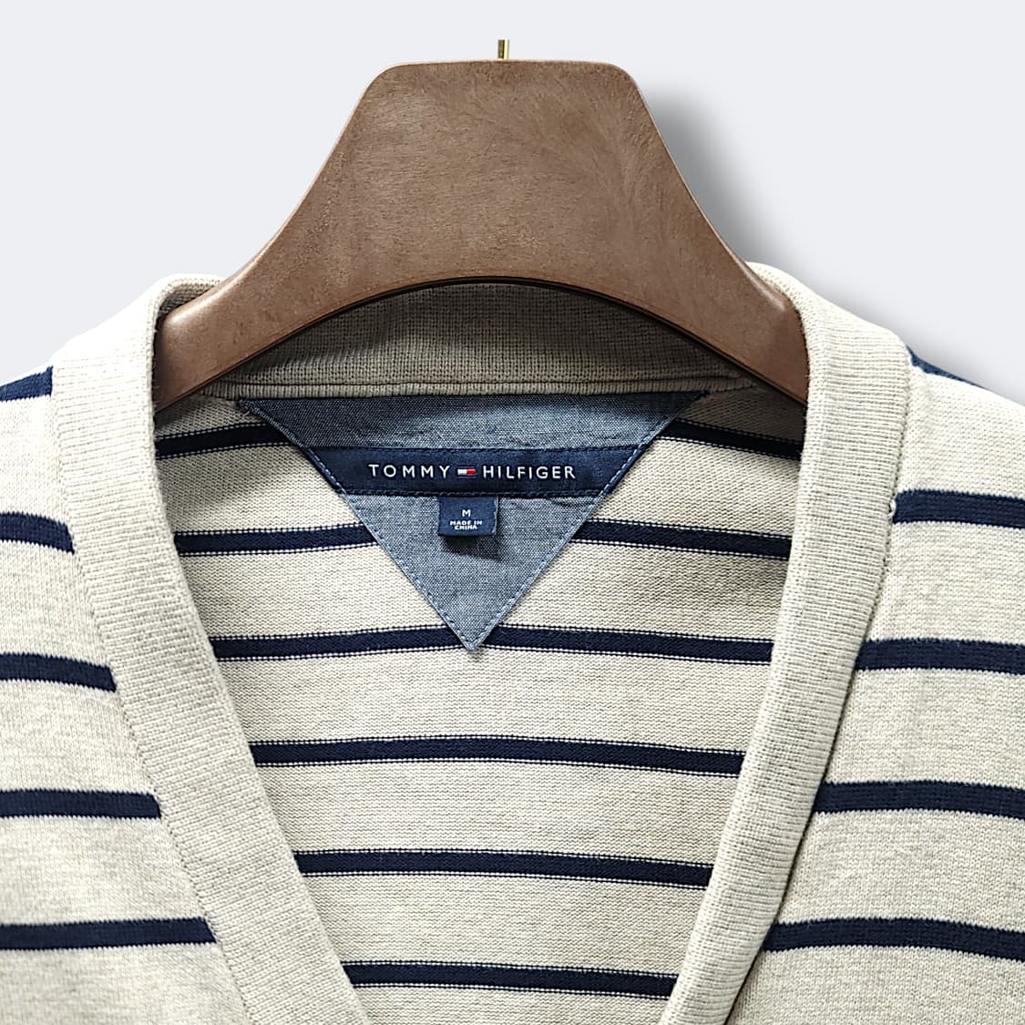[M] 타미힐피거 아이보리 네이비스트라이프 포켓 가디건 상품이미지8