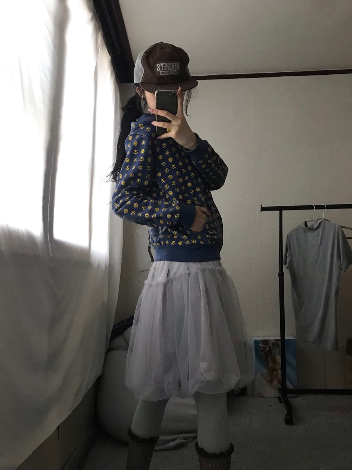 스투시 네이비 로고패턴 후드집업 상품이미지4