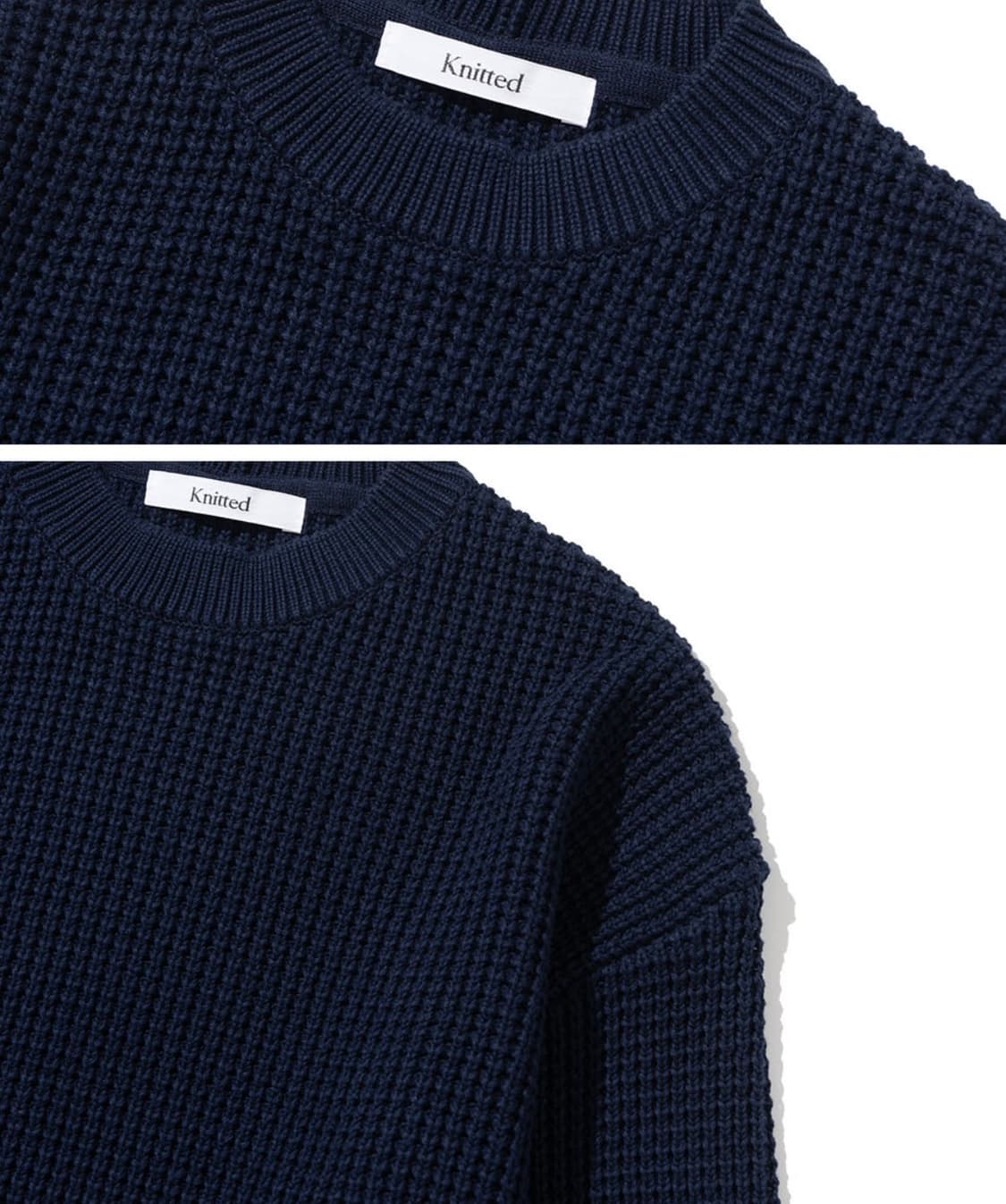 [니티드XKKST] 소프트코튼 헤비 와플 니트 NAVY 상품이미지5
