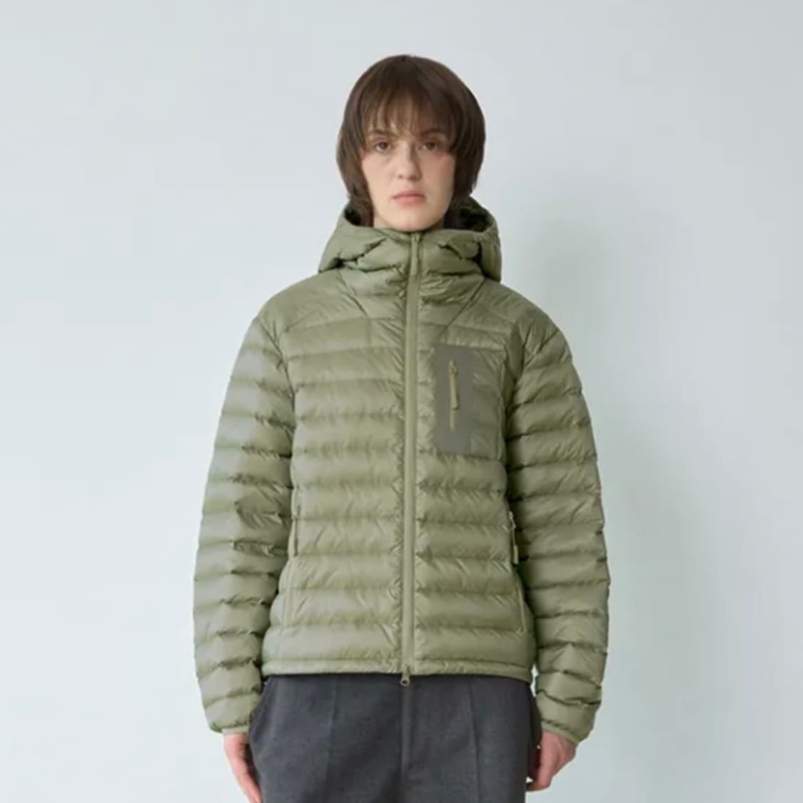 밀로우먼 라이트 후드 다운 자켓 카키 상품이미지4