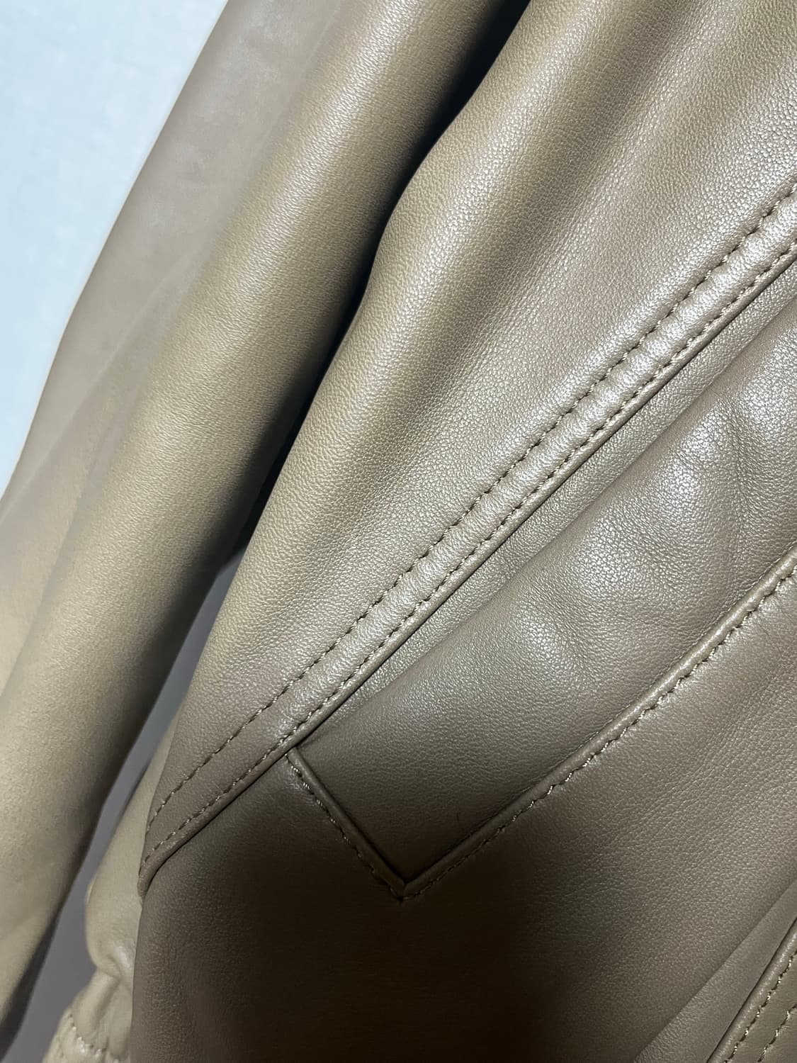 선플라워 90s 레더 봄버 베이지브라운 상품이미지4