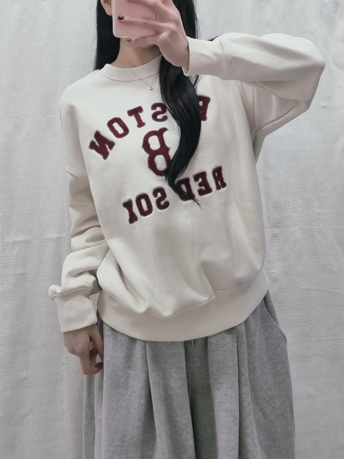 MLB 보스턴 크림 버건디 맨투맨 상품이미지1