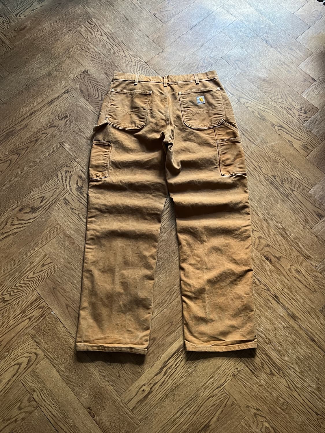 [36]칼하트 Made in USA 더티워싱 브라운 더블니 워크 팬츠 상품이미지2