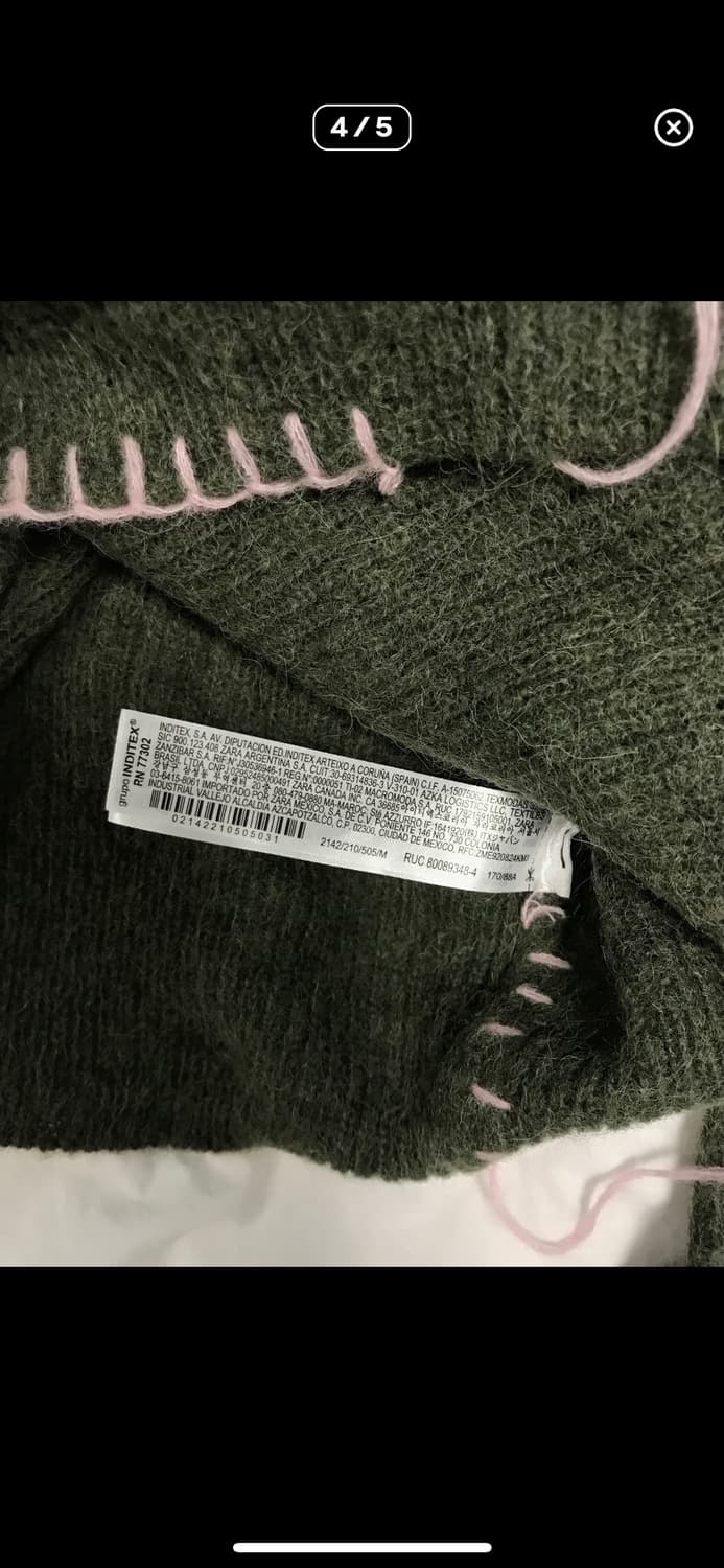 (M) 자라 콘트라스트 스티치 크롭 니트 상품이미지5