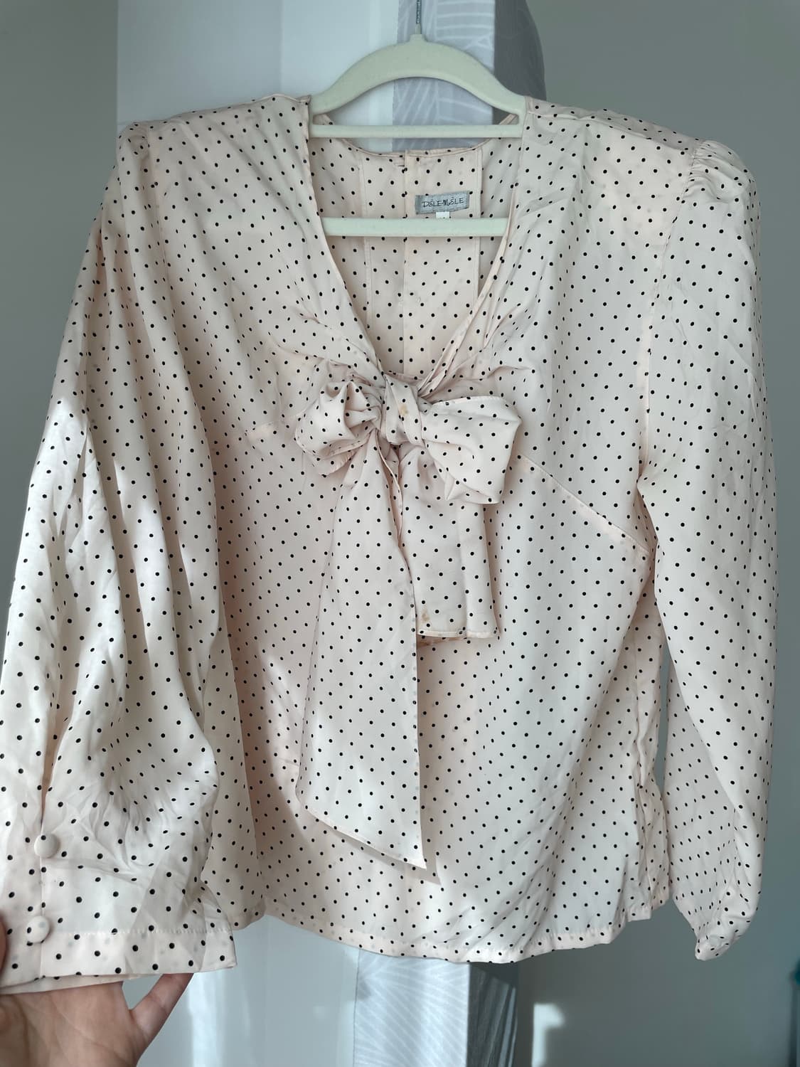 빈브로 모리걸 하객룩 라떼갸루 도트리본블라우스 상품이미지4