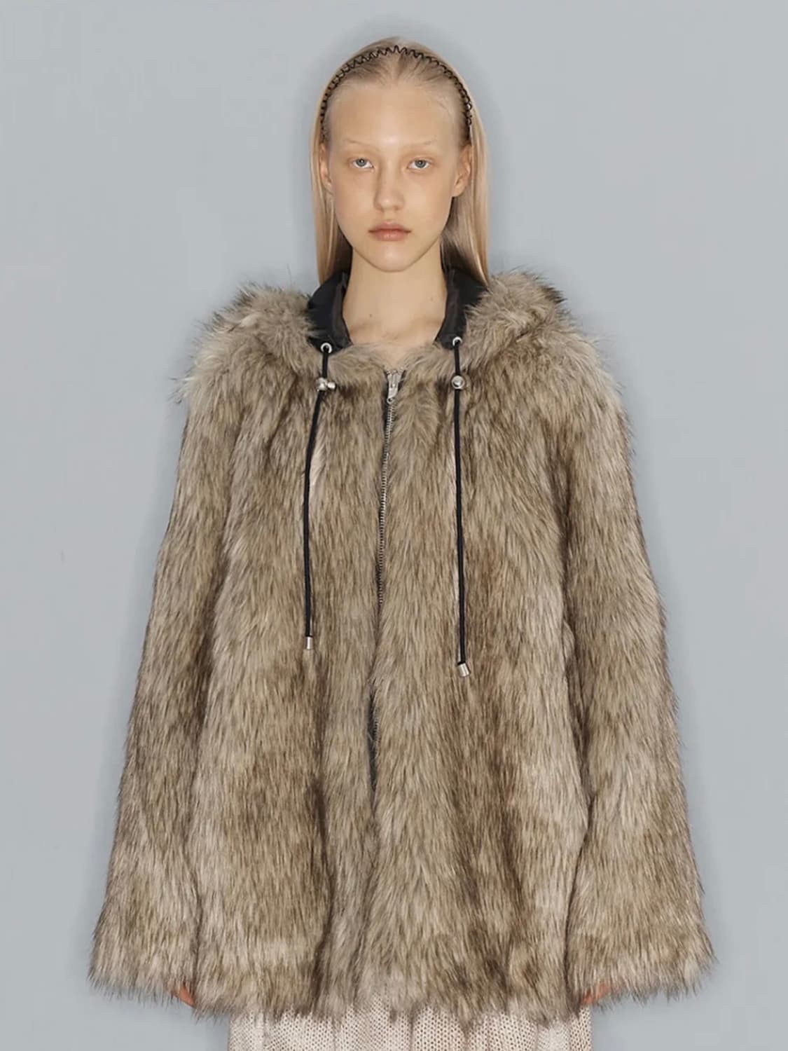 openyy reversible faux fur hood jacket S 상품이미지1