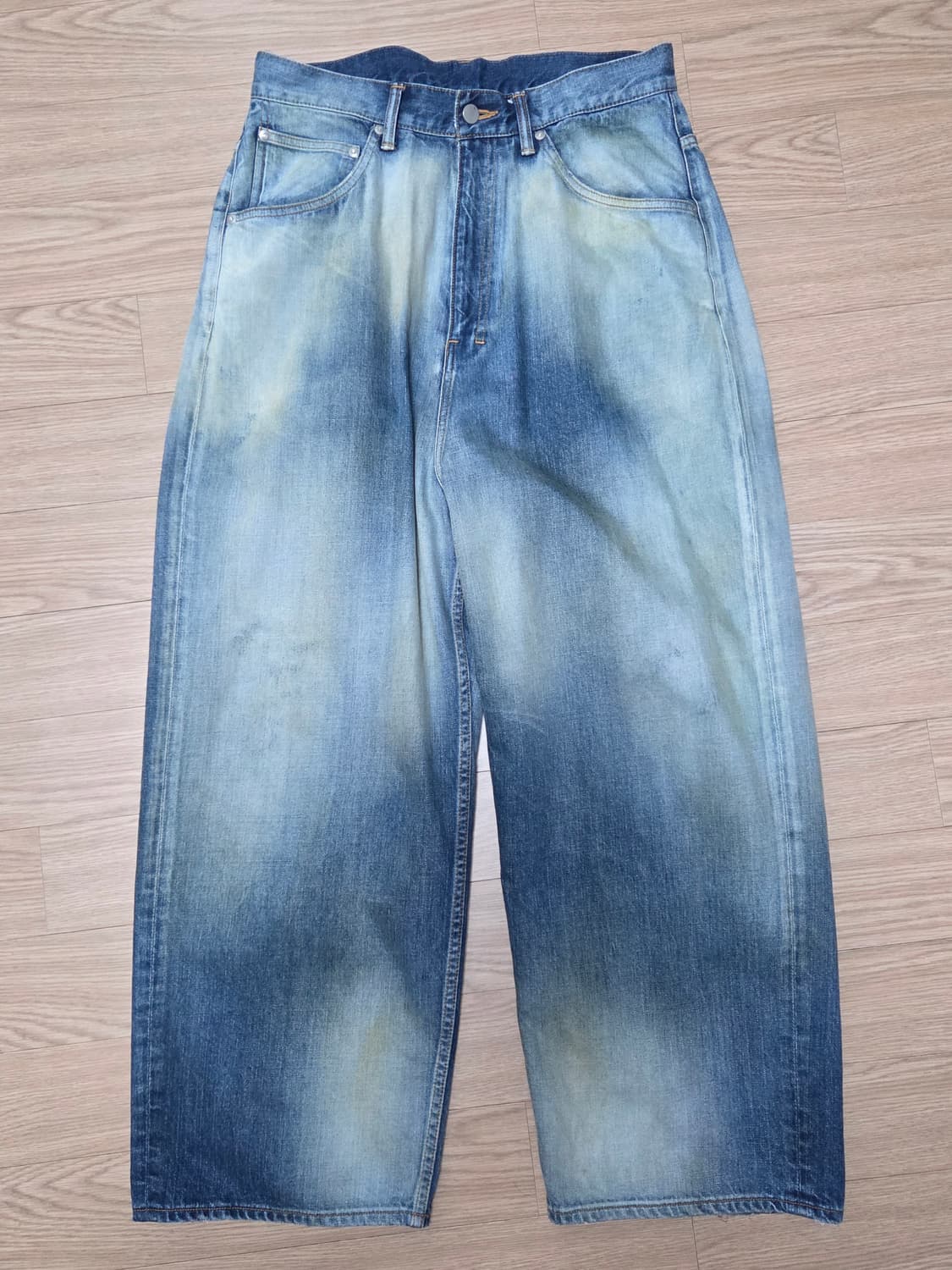 안셀름 믹스 컬러 와이드 데님 팬츠 인디고 1사이즈 상품이미지1