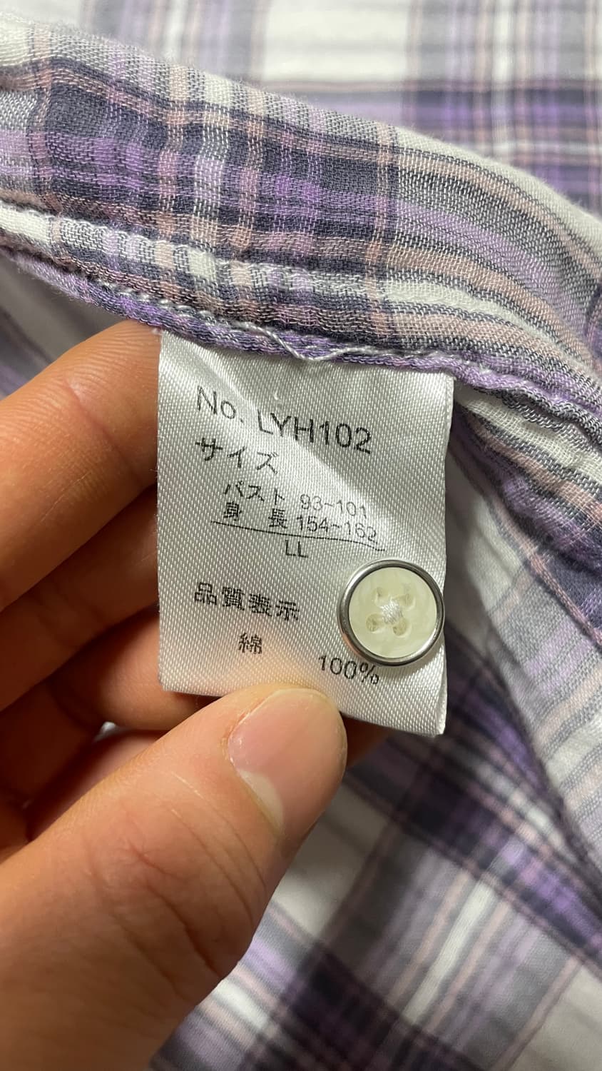 JPN 일본 빈티지 y2k 모리걸 거즈 스트라이프 체크 셔츠 원피스 LL 상품이미지9