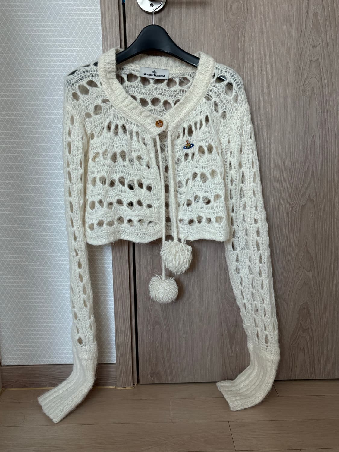 비비안웨스트우드 레이스워크 알파카 크롭 가디건, XS 상품이미지1